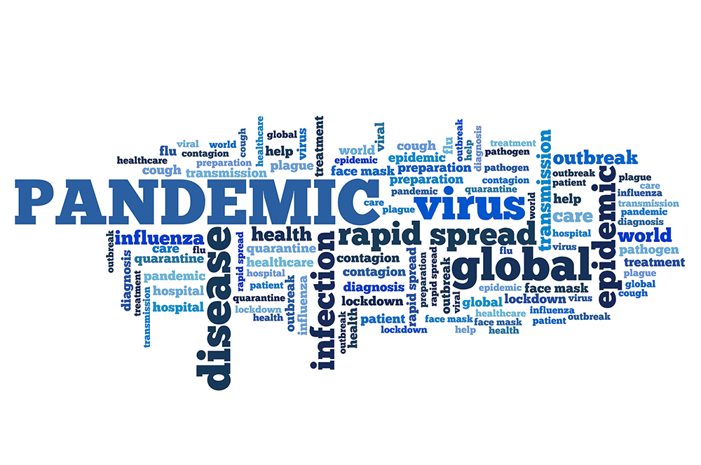 Word cloud with pandemic-related words