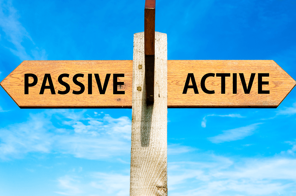 Sign with words active and passive